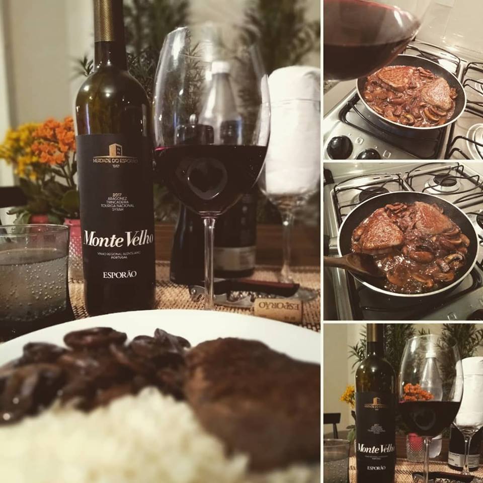 Da série #brincandodechef , preparei um medalhão de filet mignon com cogumelos Paris ao molho reduzido de vinho e, para acompanhar, um vinho “coringuinha” que sempre tenho na adega: